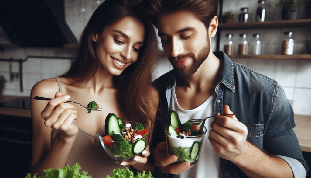 couple eating healthy food